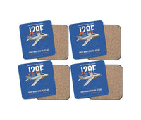 Thumbnail for Saab J 29F Tunnan design on blue 4 pieces set coaster