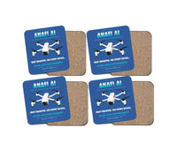 Thumbnail for Parrot ANAFI Ai design on blue 4 pieces set coaster
