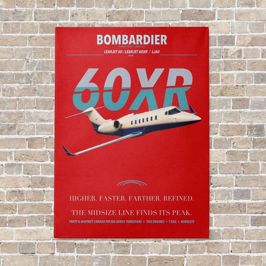 Bombardier Learjet 60XR vertical canvas print - no frame - red background
