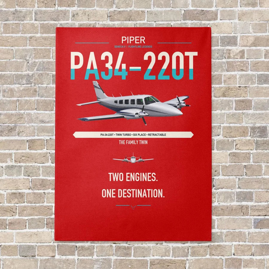 Piper PA-34-220T Seneca V vertical canvas print - no frame - red background