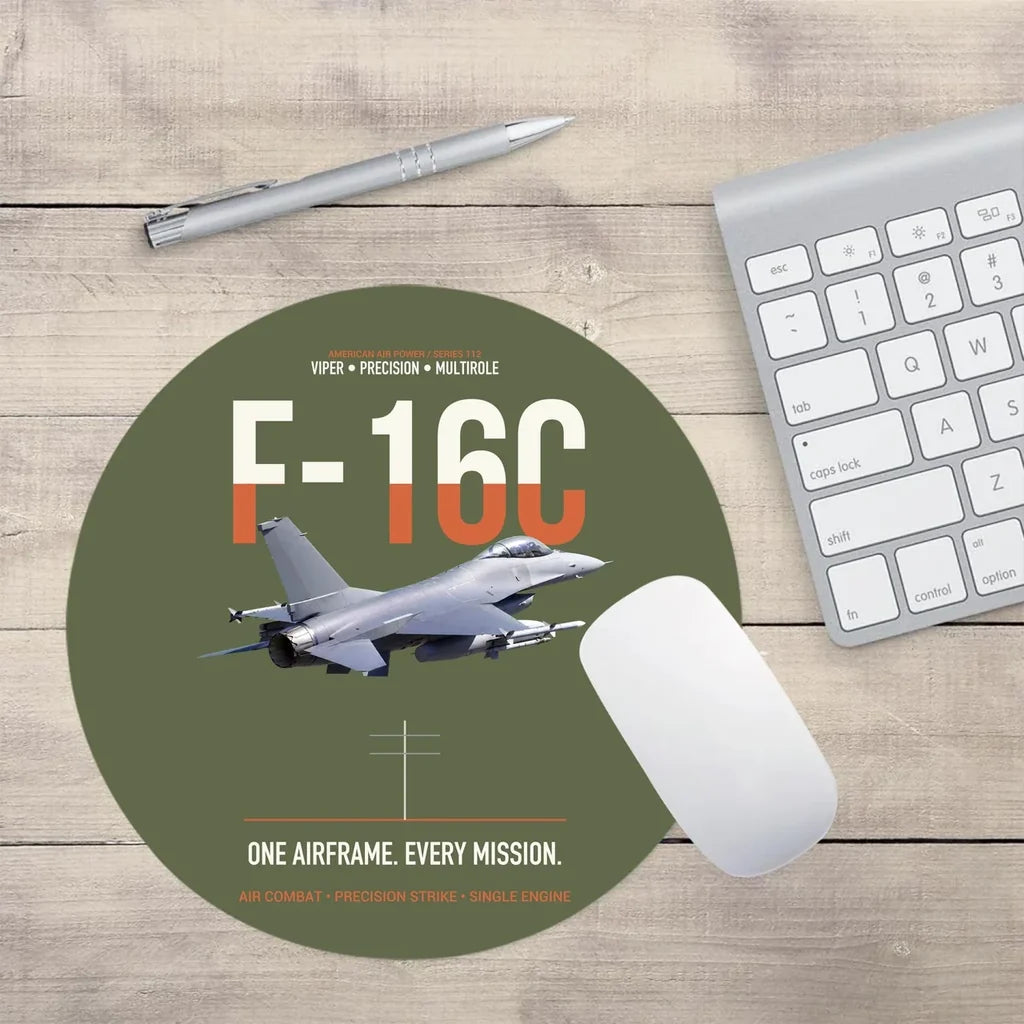 F-16C Fighting Falcon One Airframe Every Mission design on green army round mouse pad