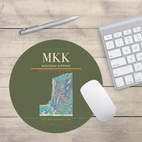 Thumbnail for Molokai Airport (MKK) design on green army round mouse pad