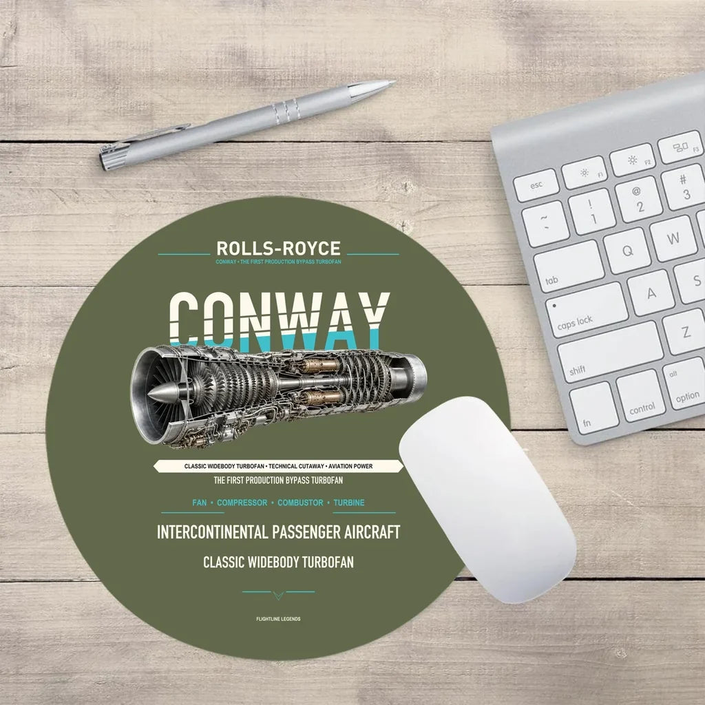 CONWAY design on green army round mouse pad