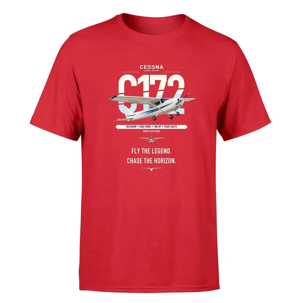 Cessna 172 Skyhawk design on red t-shirt, single-side print