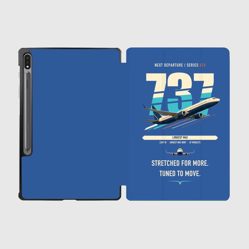 Boeing 737 MAX 10 design on blue samsung tablet tablet case