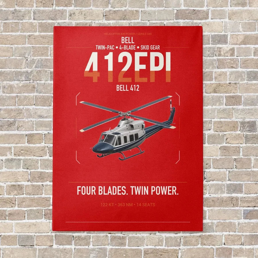 Bell 412EPI vertical canvas print - no frame - red background