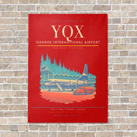Thumbnail for Gander International Airport YQX vertical canvas print - no frame - red background