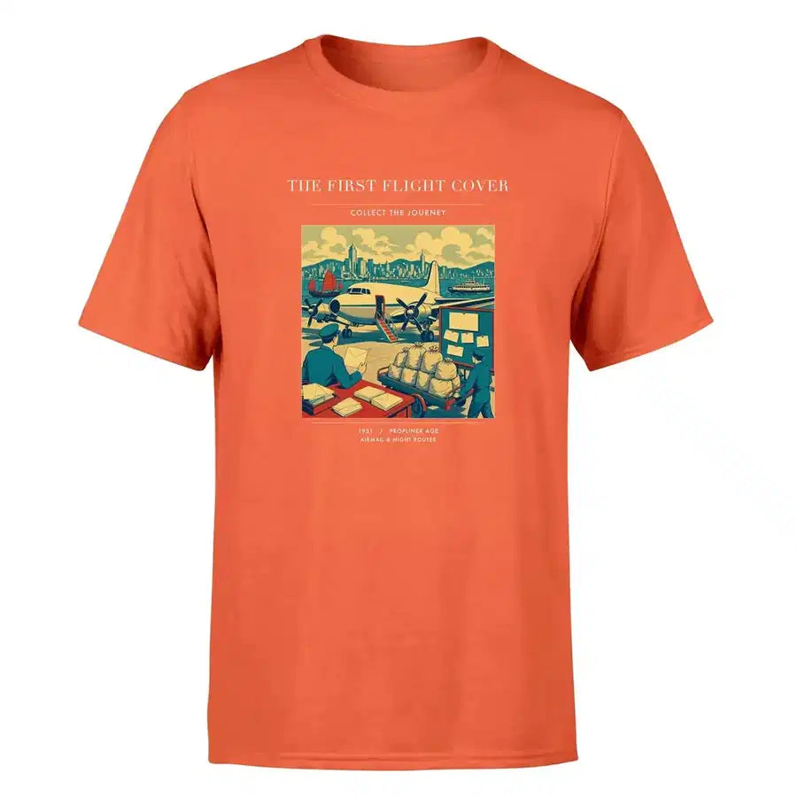 VINTAGE G4107 - The First Flight Cover - Premium T-Shirt design on orange premium t shirt