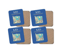 Thumbnail for Kristiansand Airport, Kjevik (KRS) design on blue 4 pieces set coaster