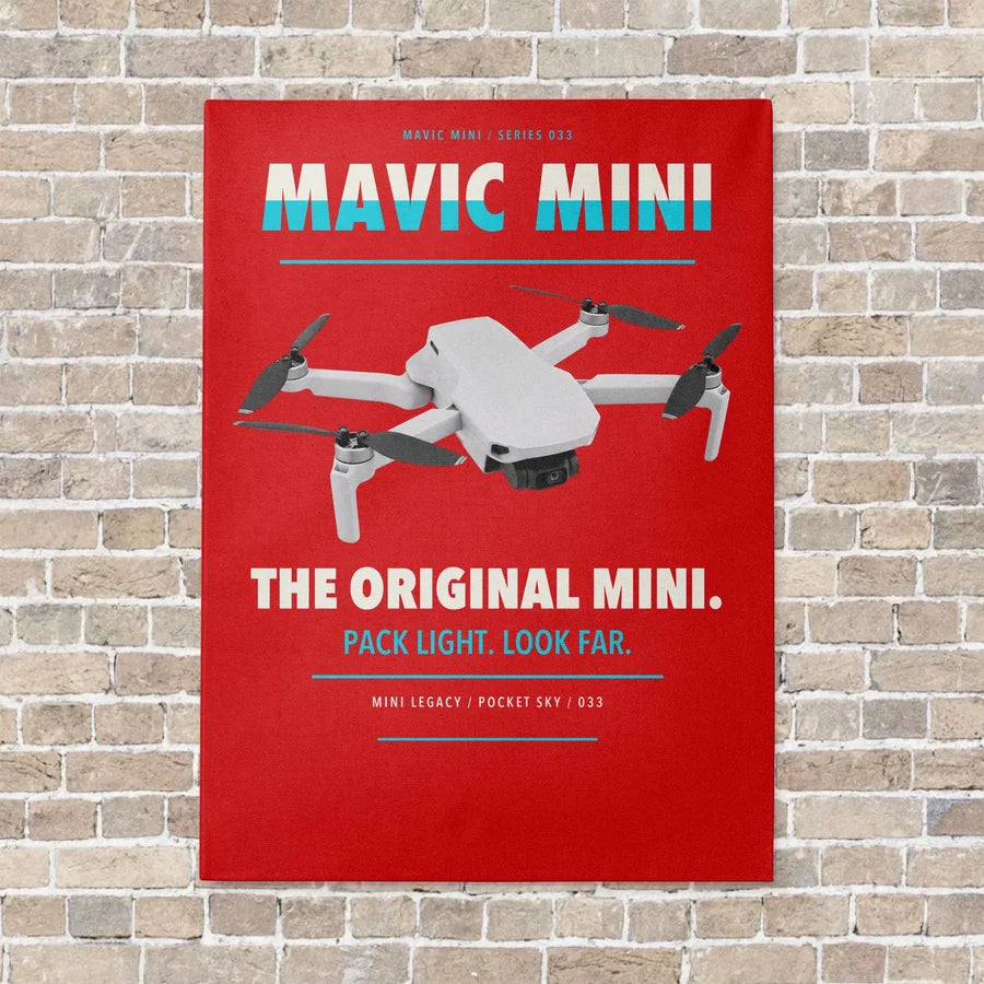 DJI Mavic Mini vertical canvas print - no frame - red background