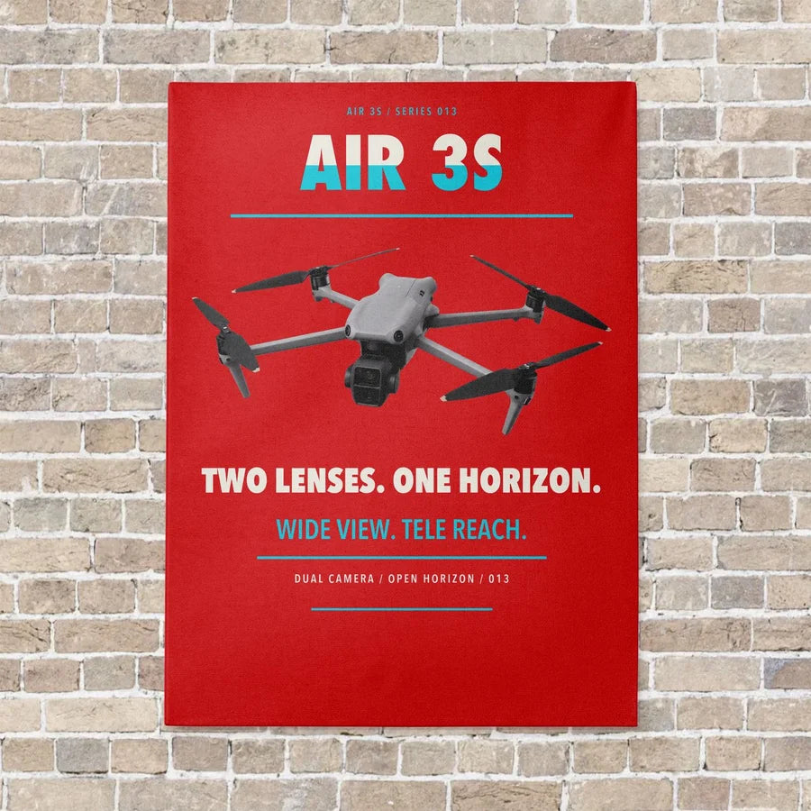 DJI Air 3S vertical canvas print - no frame - red background