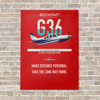 Thumbnail for Beechcraft Bonanza G36 vertical canvas print - no frame - red background