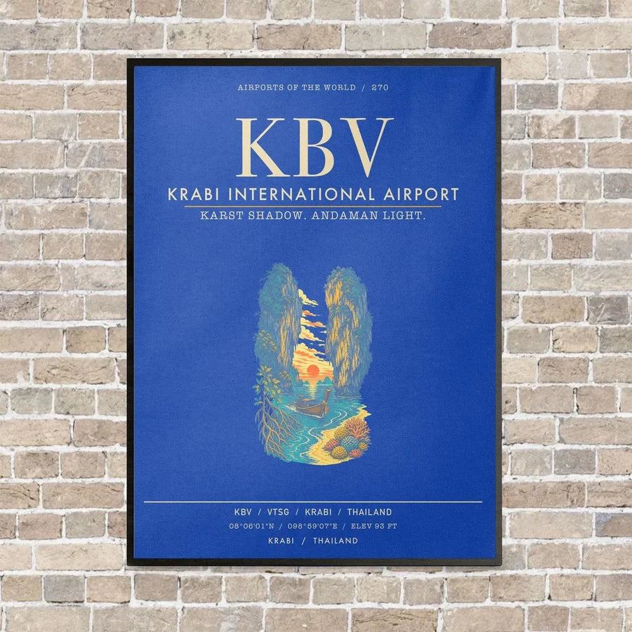 Krabi International Airport KBV - Canvas Framed - Blue