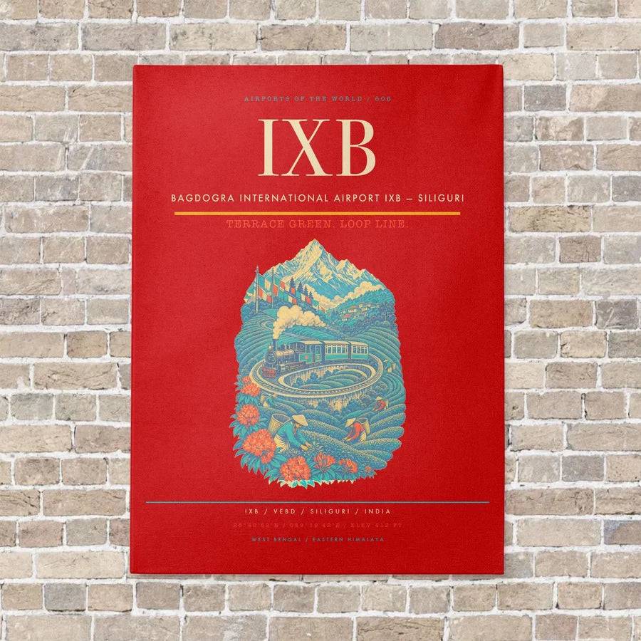 Bagdogra International Airport IXB — Siliguri vertical canvas print - no frame - red background
