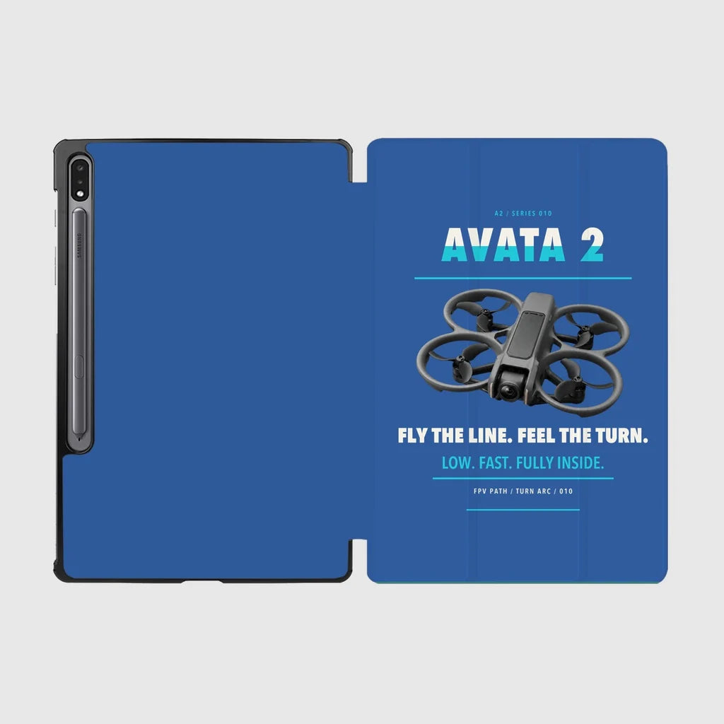 DJI Avata 2 design on blue samsung tablet tablet case