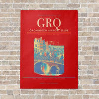 Thumbnail for Groningen Airport Eelde GRQ vertical canvas print - no frame - red background