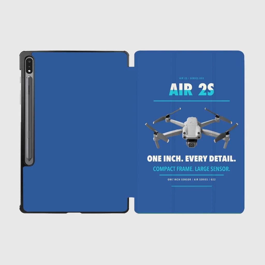 DJI Air 2S design on blue samsung tablet tablet case