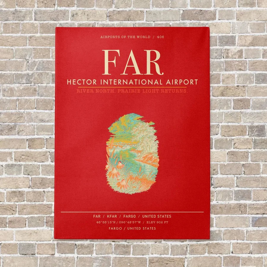 Hector International Airport FAR vertical canvas print - no frame - red background