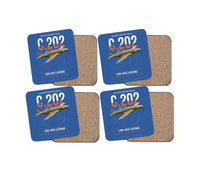Thumbnail for Macchi C.202 Folgore design on blue 4 pieces set coaster