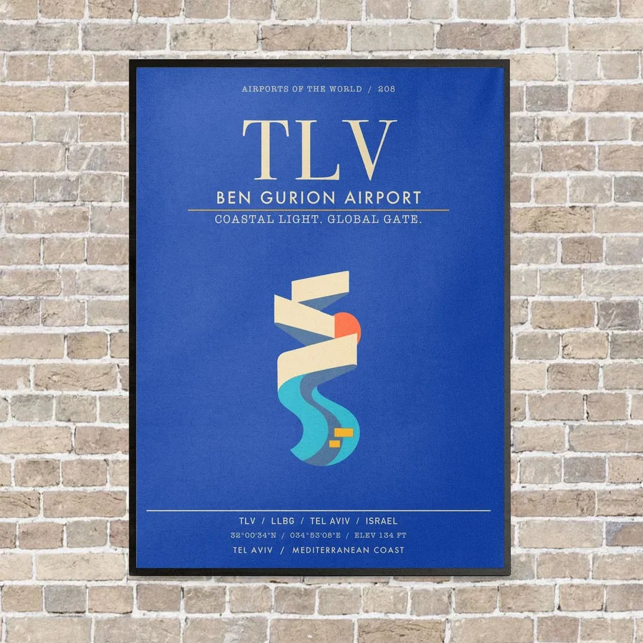Tel Aviv Ben Gurion Airport TLV - Canvas Framed - Blue