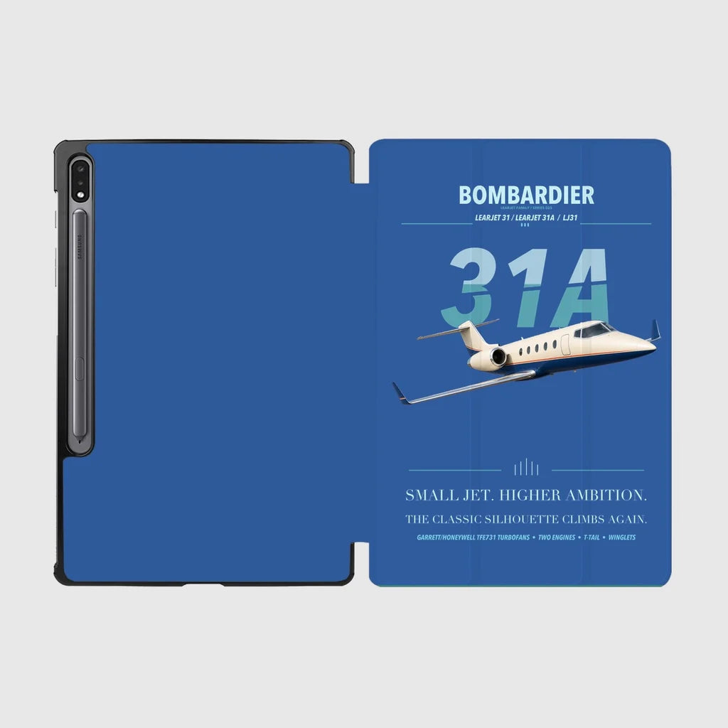 Bombardier Learjet 31A design on blue samsung tablet tablet case