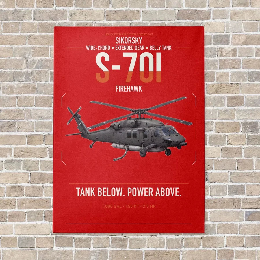 Sikorsky S-70i FIREHAWK vertical canvas print - no frame - red background
