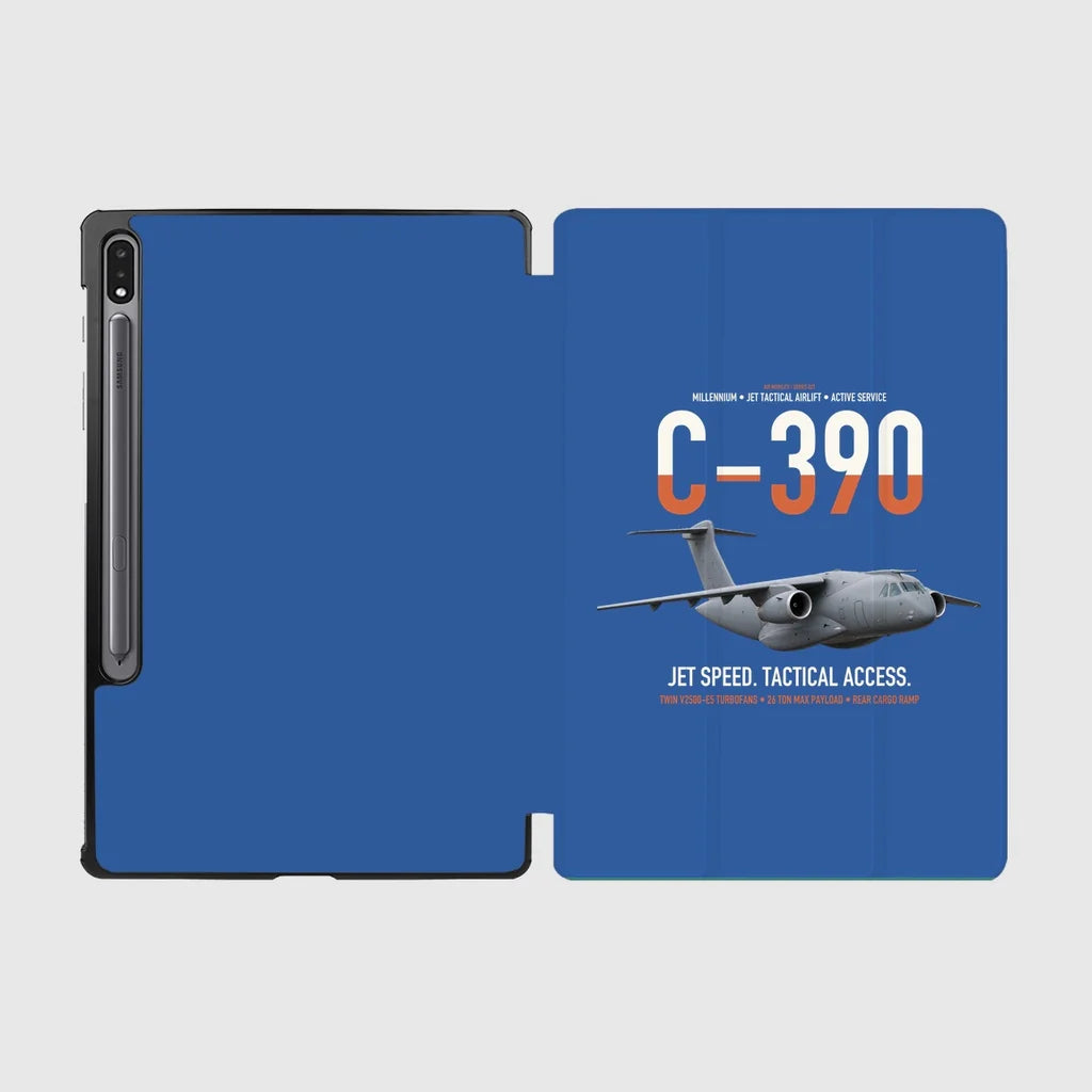 C-390 Millennium design on blue samsung tablet tablet case
