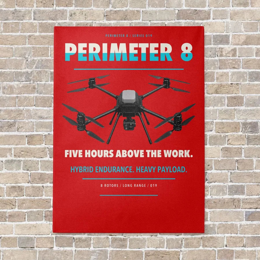 Skyfront Perimeter 8 vertical canvas print - no frame - red background