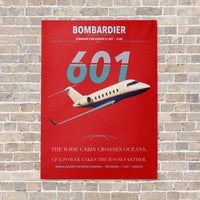Thumbnail for Bombardier Challenger 601 vertical canvas print - no frame - red background