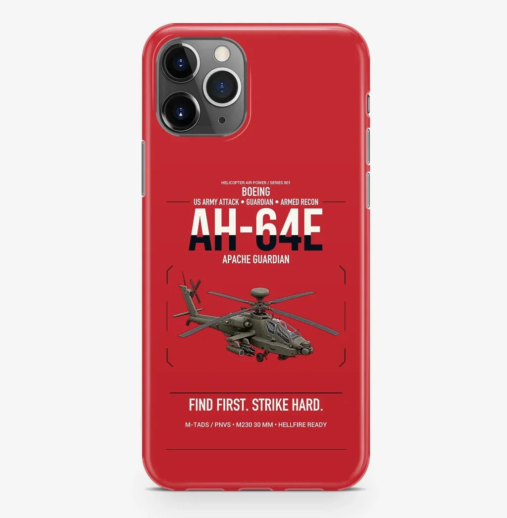 Boeing AH-64E Apache Guardian design on red magsafe iphone case, for iPhone Pro Max