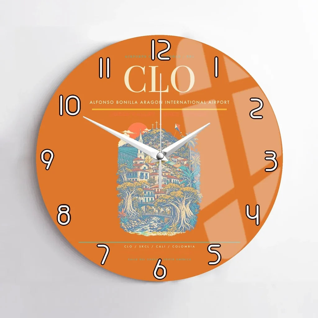 Alfonso Bonilla Aragon International Airport CLO Wall-Clock No-Frame - Orange