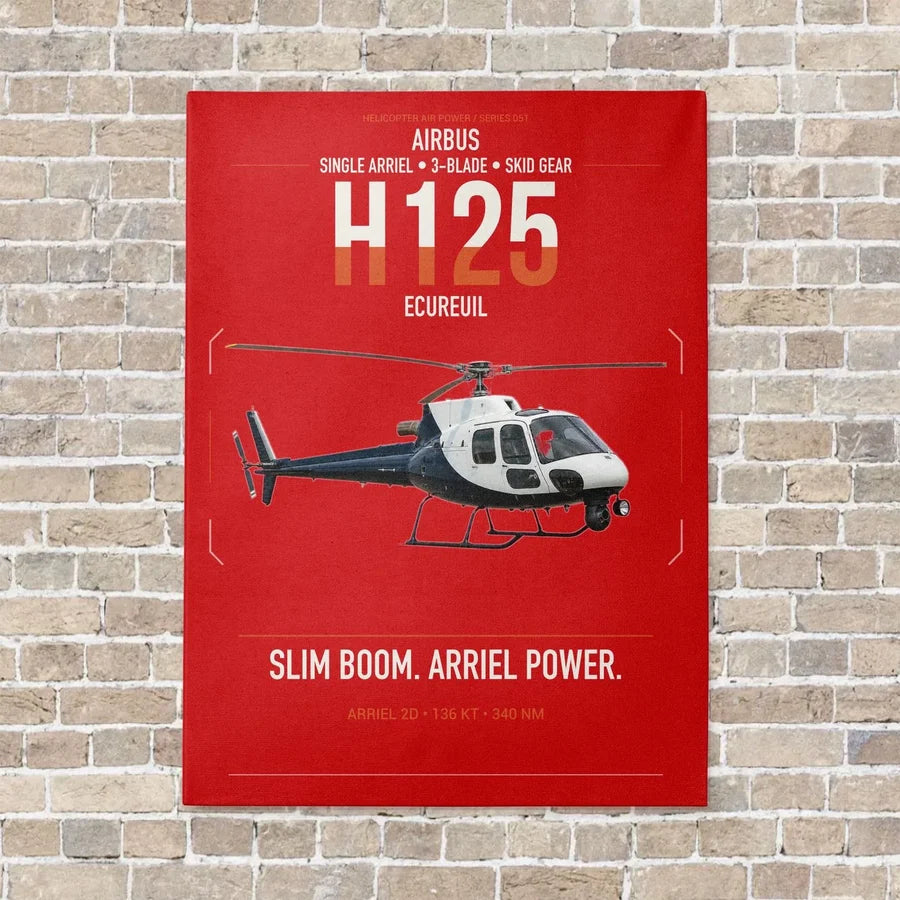 Airbus H125 vertical canvas print - no frame - red background