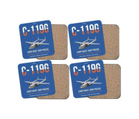 Thumbnail for C-119G Flying Boxcar design on blue 4 pieces set coaster