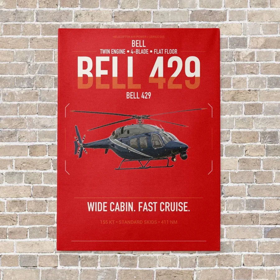 Bell 429 vertical canvas print - no frame - red background