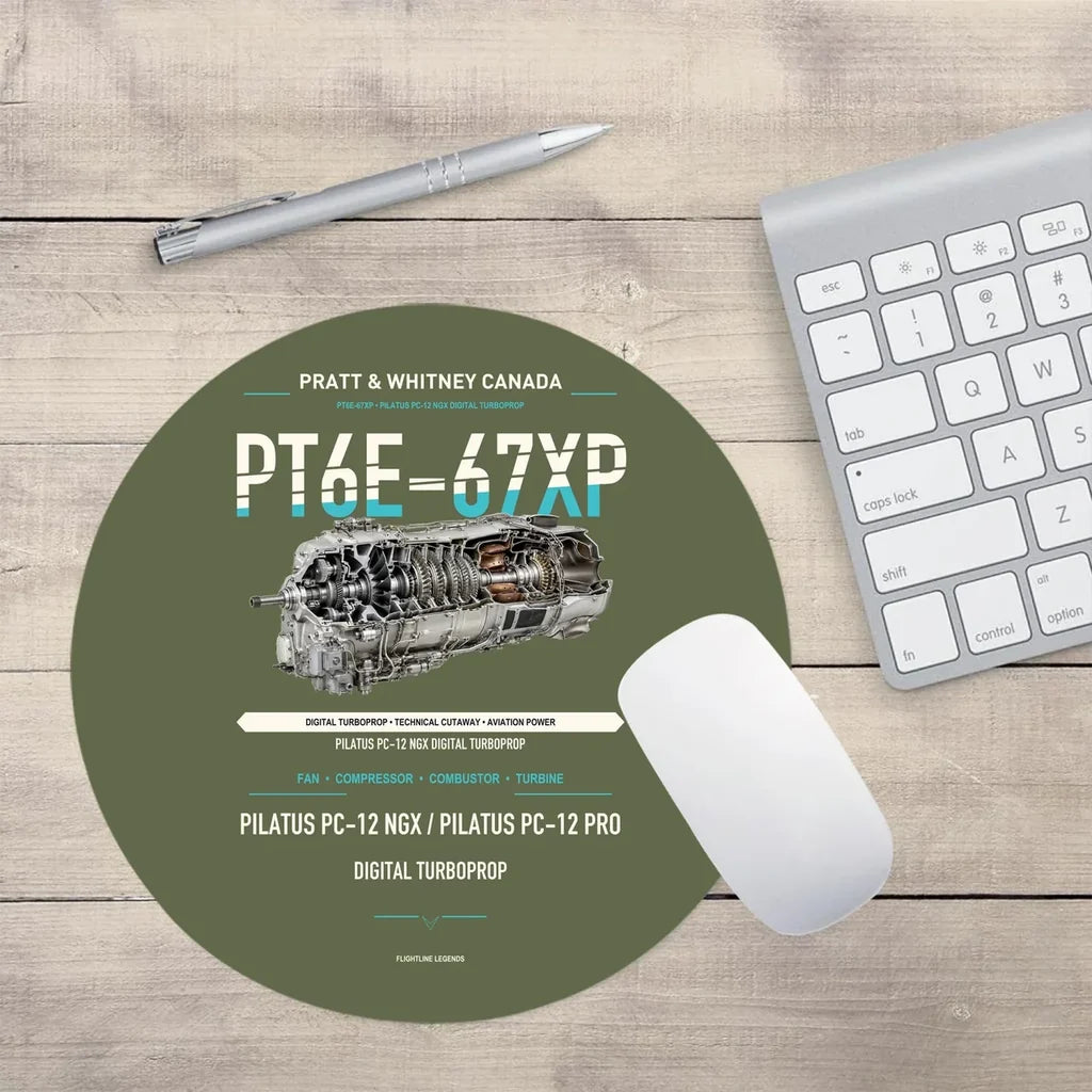 PT6E-67XP design on green army round mouse pad