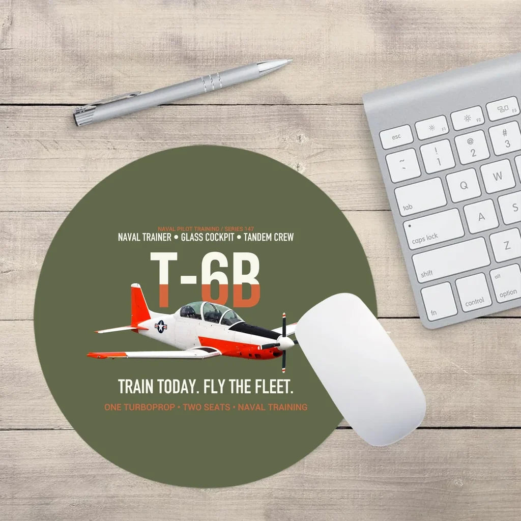T-6B Texan II Naval Aviator Training design on green army round mouse pad