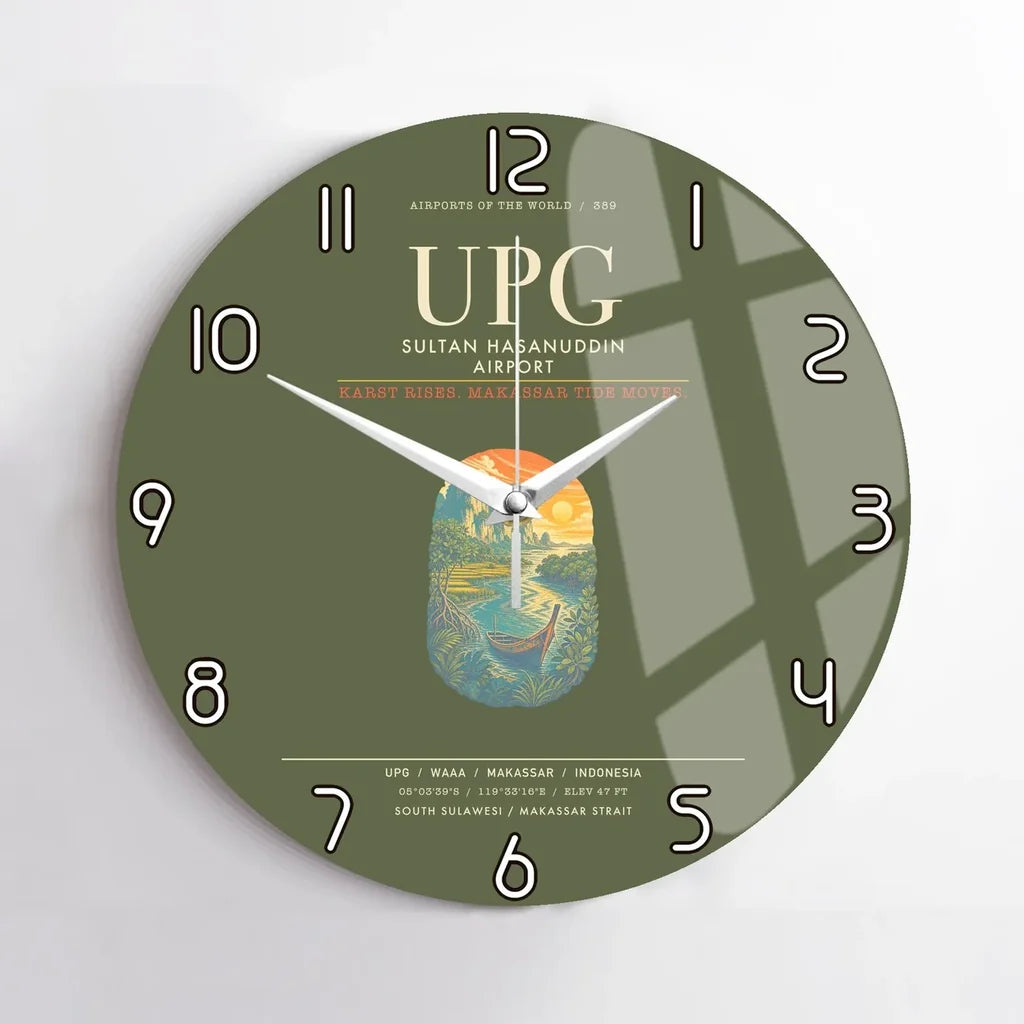 Sultan Hasanuddin Airport UPG Wall-Clock No-Frame - Green Army