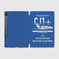 Thumbnail for Cessna Citation CJ1+ design on blue samsung tablet tablet case