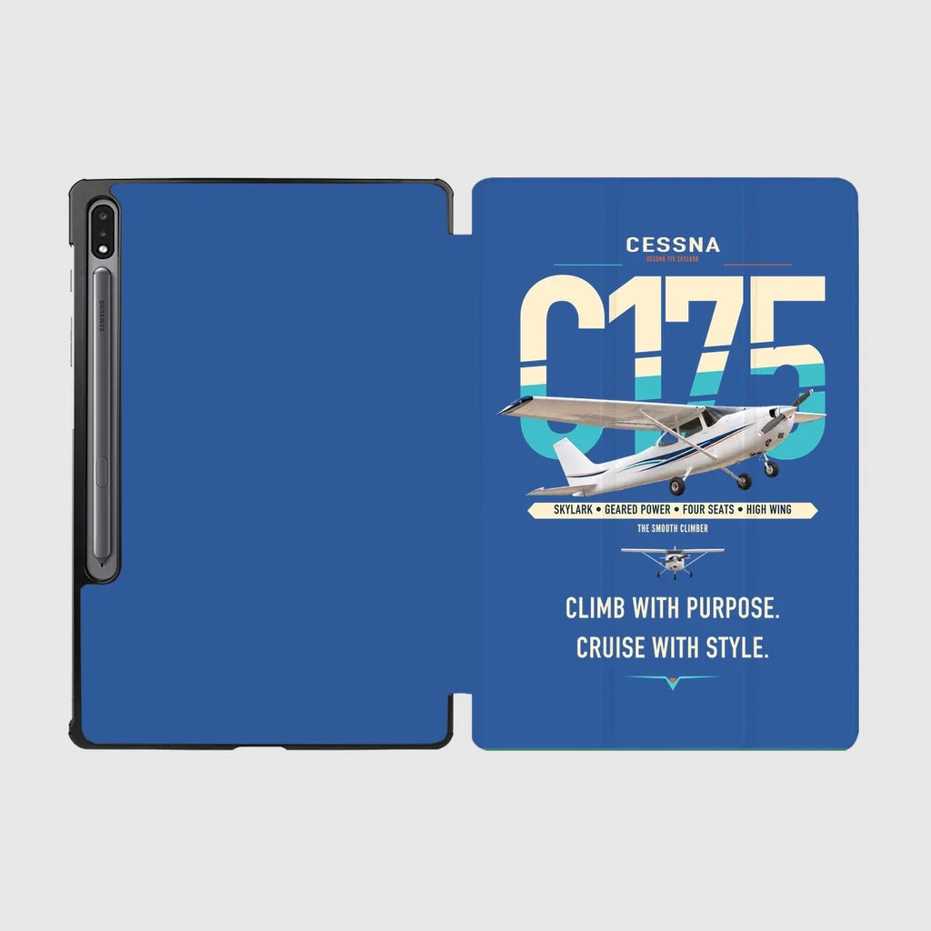 Cessna 175 Skylark design on blue samsung tablet tablet case