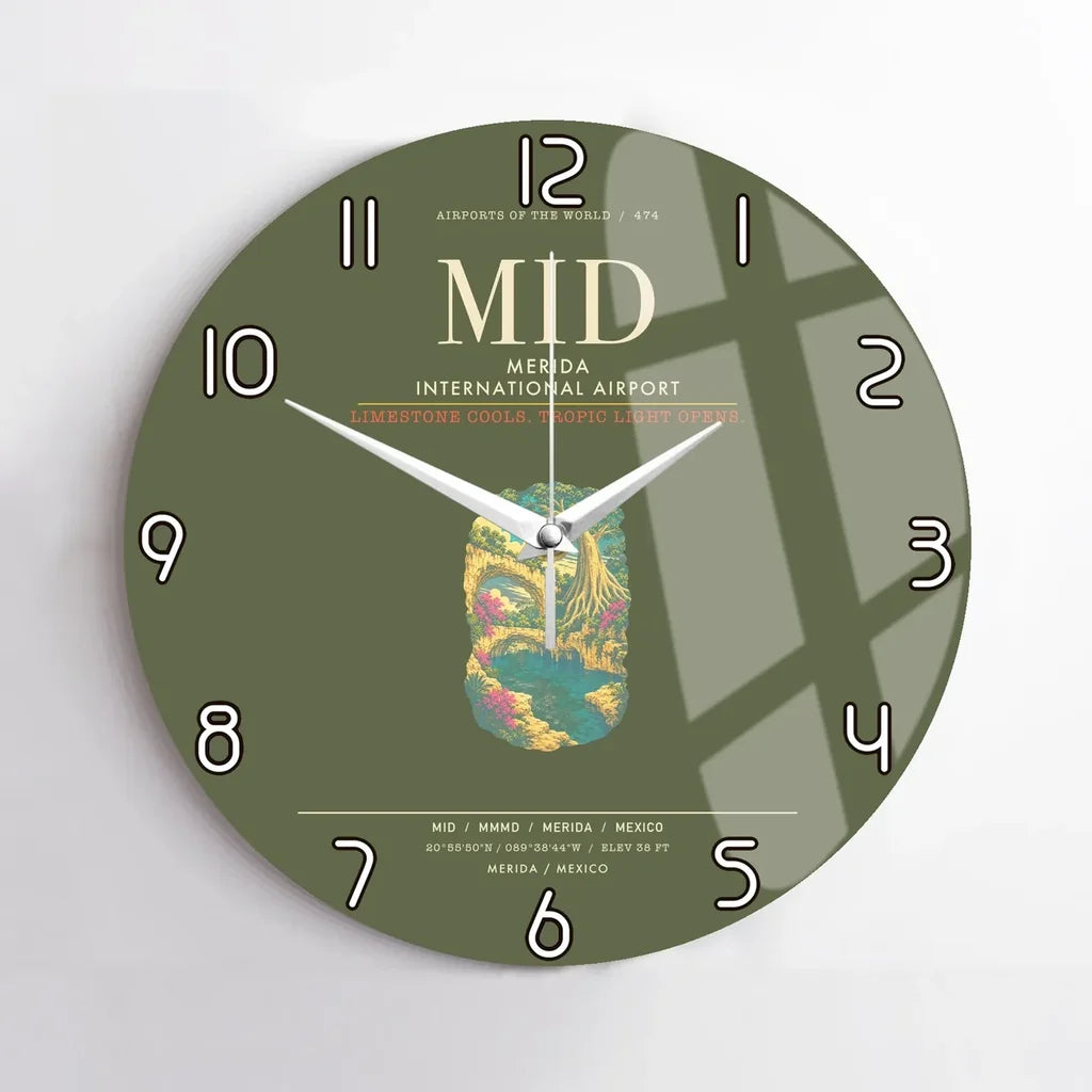 Merida International Airport MID Wall-Clock No-Frame - Green Army