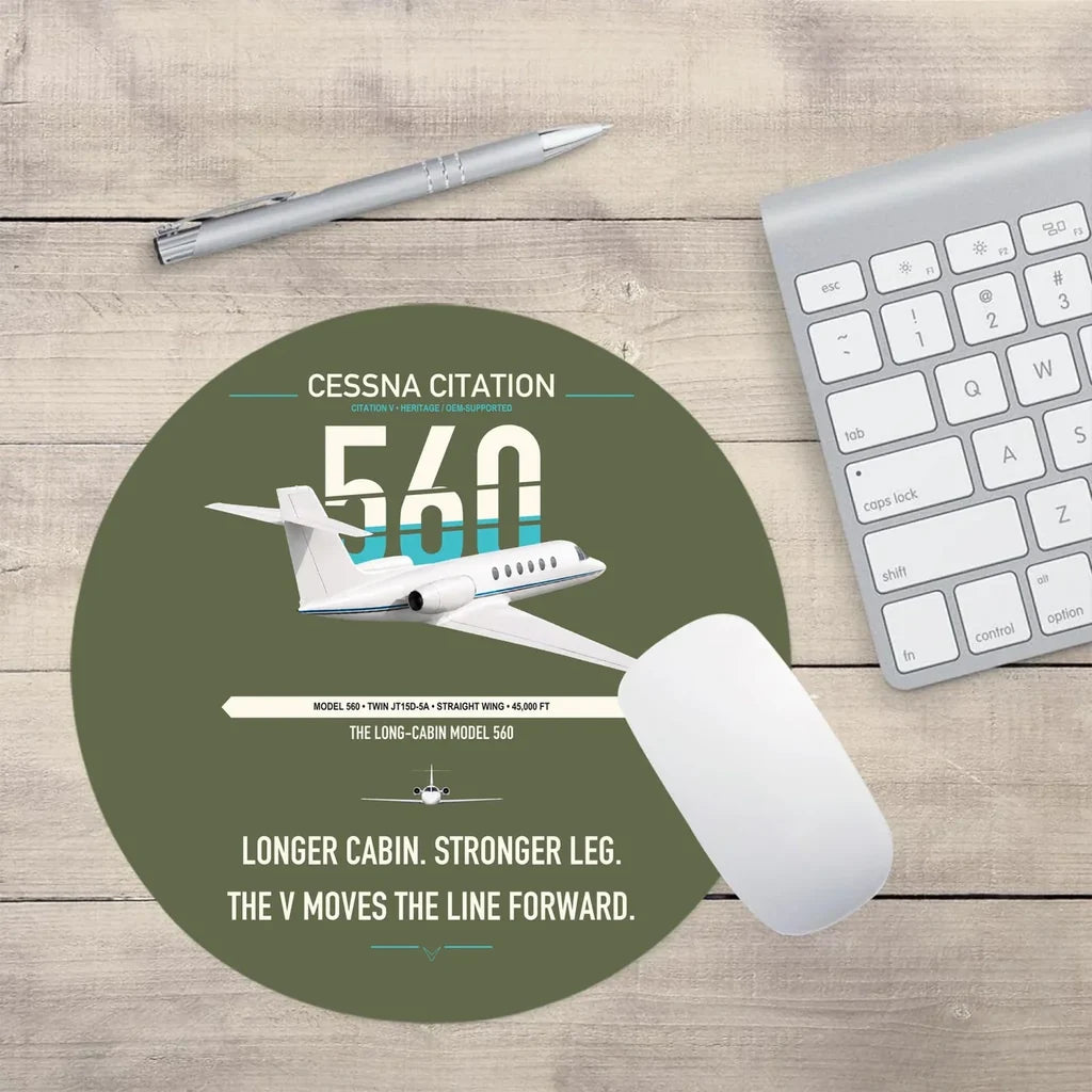 Cessna Citation 560 - Citation V design on green army round mouse pad