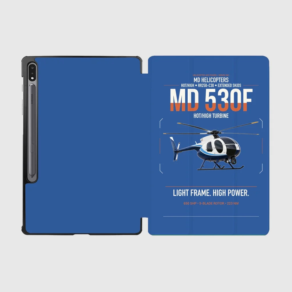 MD Helicopters MD 530F design on blue samsung tablet tablet case