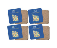 Thumbnail for Ostend-Bruges International Airport (OST) design on blue 4 pieces set coaster
