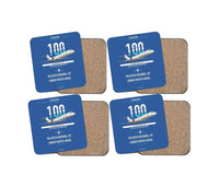 Thumbnail for Fokker 100 design on blue 4 pieces set coaster