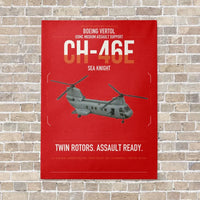 Thumbnail for Boeing Vertol CH-46E Sea Knight vertical canvas print - no frame - red background