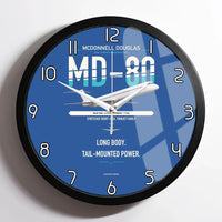 Thumbnail for McDonnell Douglas MD-80 design on blue framed wall clock