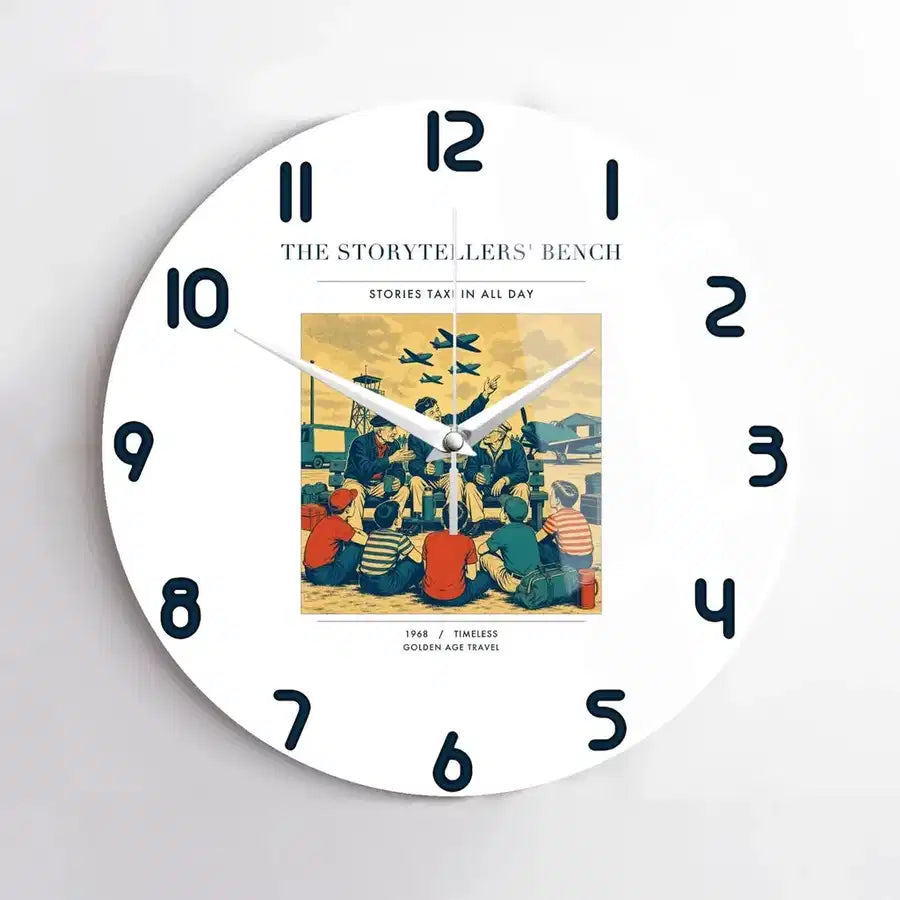 VINTAGE G4430 - The Storytellers' Bench - Designed Wall Clocks design on white no-frame