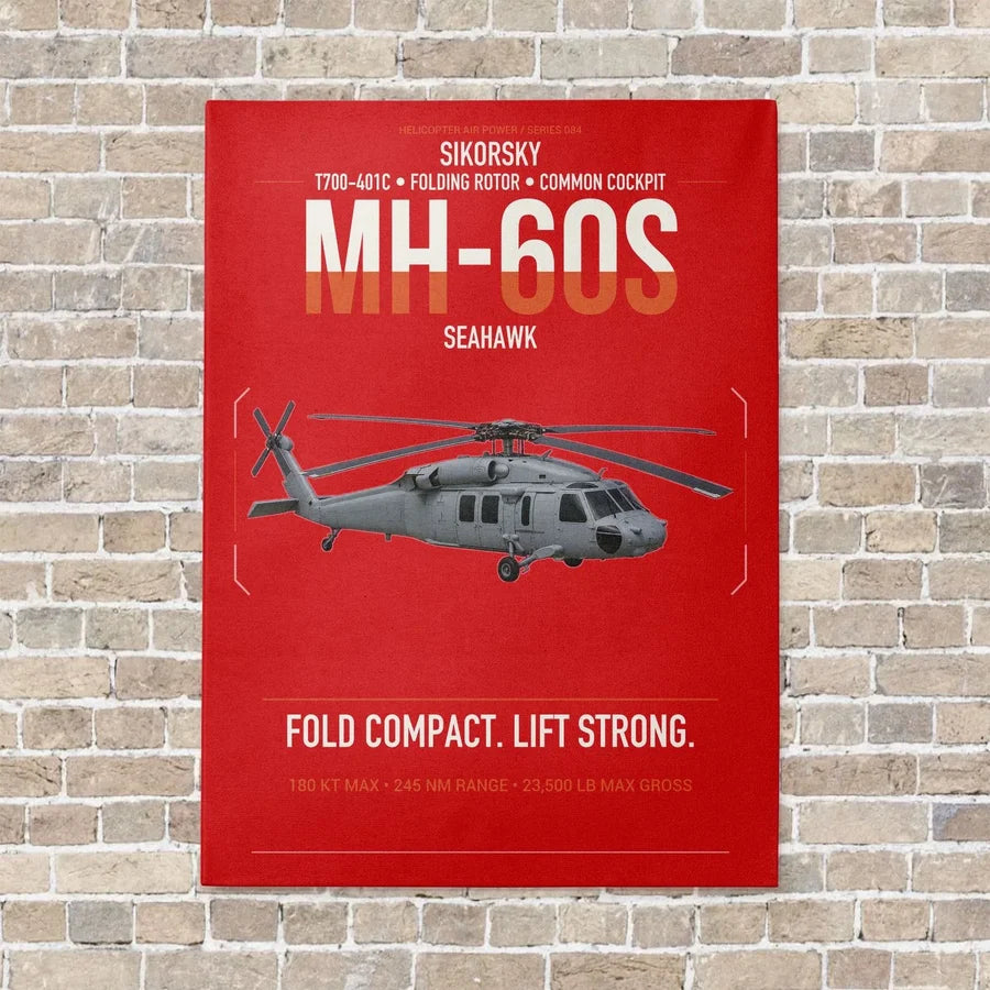 Sikorsky MH-60S Seahawk vertical canvas print - no frame - red background