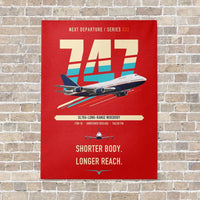 Thumbnail for Boeing 747SP vertical canvas print - no frame - red background