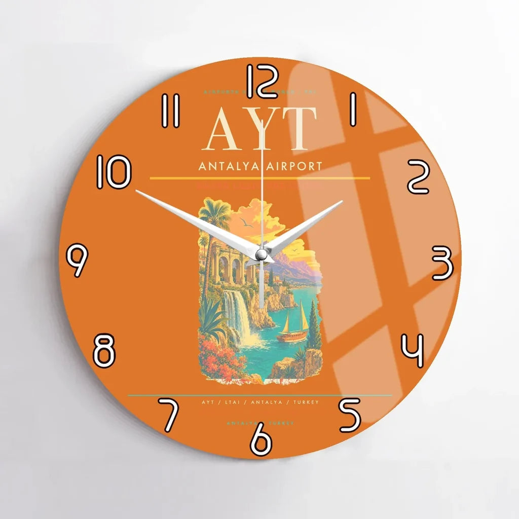 Antalya Airport AYT Wall-Clock No-Frame - Orange